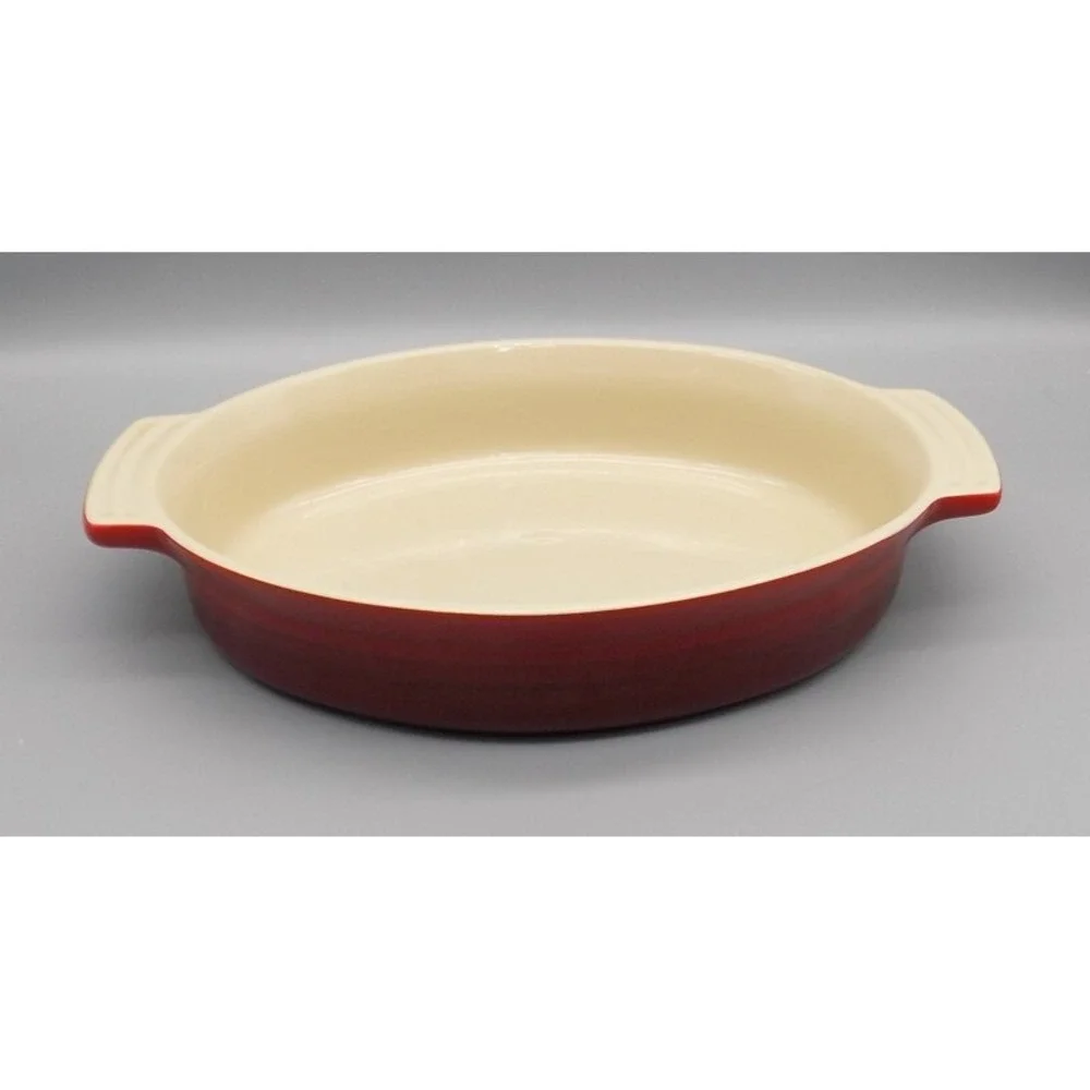 Le Creuset Au Gratin Baking Dish Cerise Red Stoneware Casserole 12 1/2